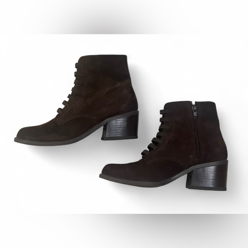 Aerosoles Brown Leather Booties Women’s size 8 Faux Lace Whimsigoth Fairy